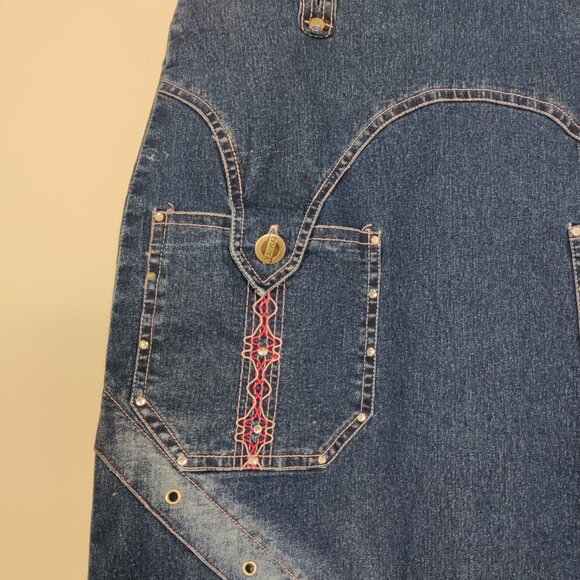 YLKD Yilukadan Women's Skirt Size S Blue Denim Vintage 90s Casual Embroidered - Picture 3 of 13